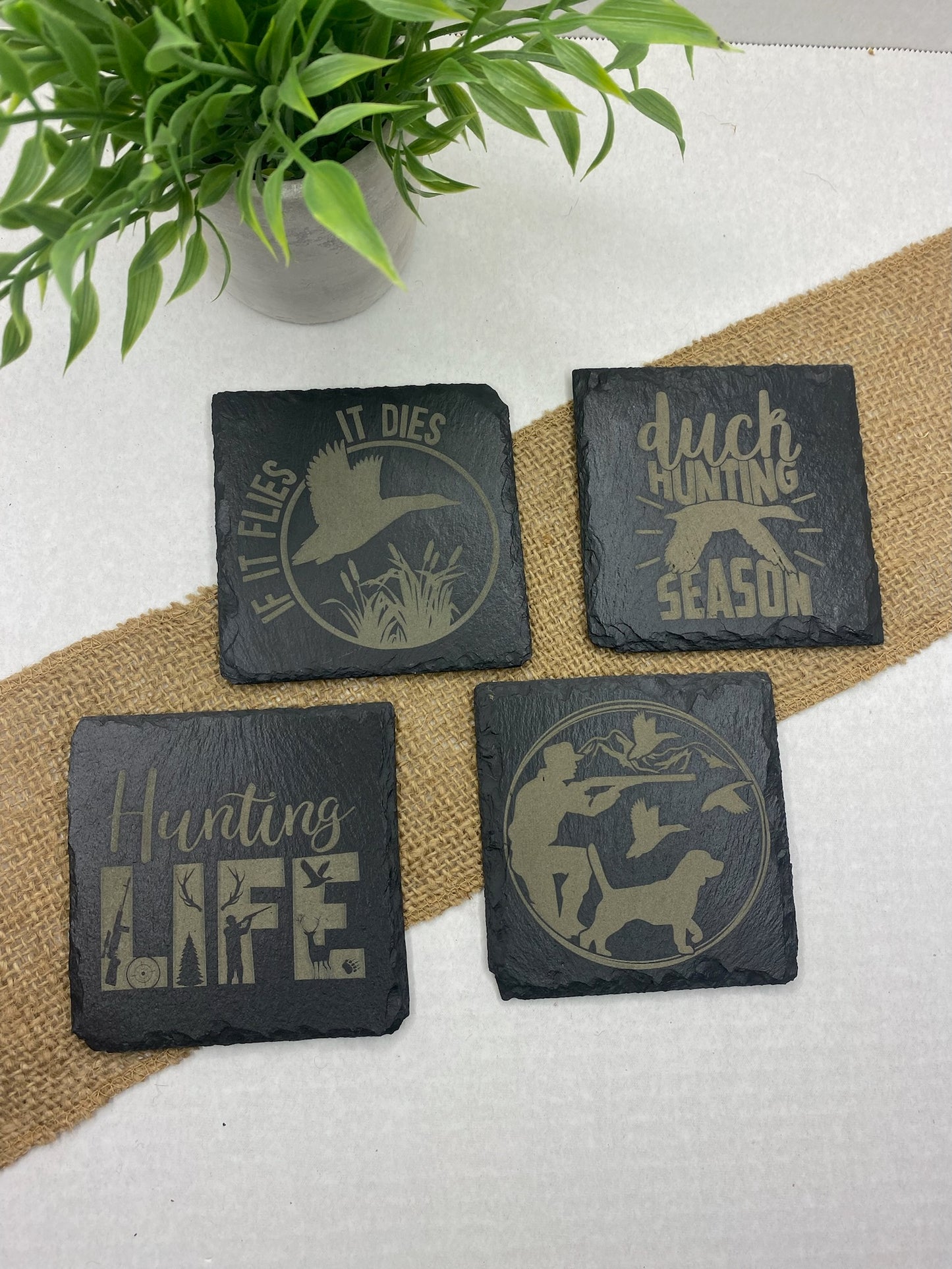 Slate Coaster Set Bird Hunting