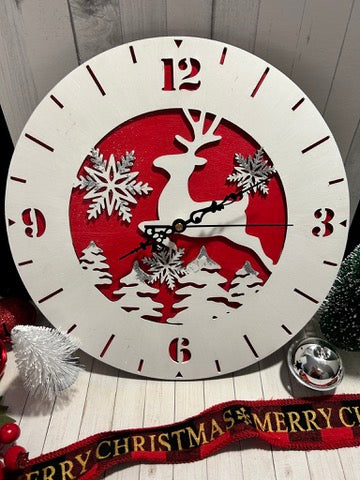 Wall Clock Reindeer