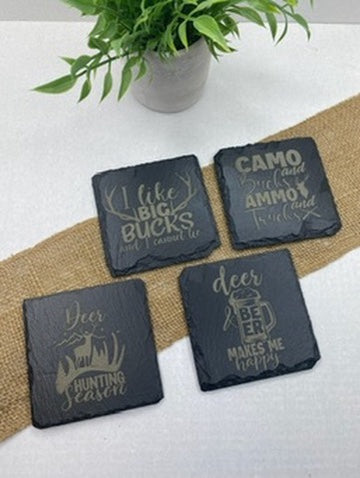 Slate Coaster Deer Hunting Set